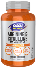 Now Arginine & Citrulline 500 mg / 250 mg 120 Veg Capsules