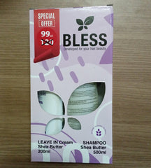 BLESS SHAMPOO shea butter 500ML + LEAVE IN CREAM 200ML OFFER