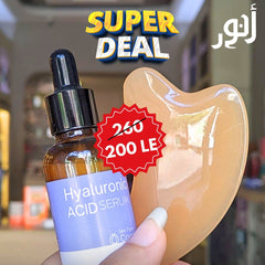 Hyaluronic acid serum bottle with a price tag in a store setting