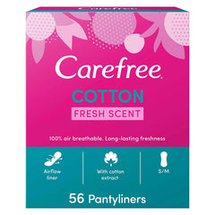 Carefree S/M Cotton Feel With Fresh Scent 56 Panty Liner