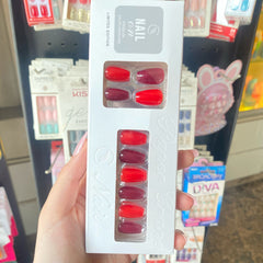 PAPER CRARE NAIL ON PRESS RED & BURGANDY