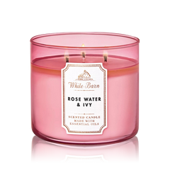 BATH & BODY WHITE BARN ROSE WATER & IVY CANDLE 411GM