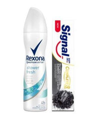 Rexona Antiperspirant Deodorant Shower Fresh and Signal Complete 8 Toothpaste with Charcoal - 50ml