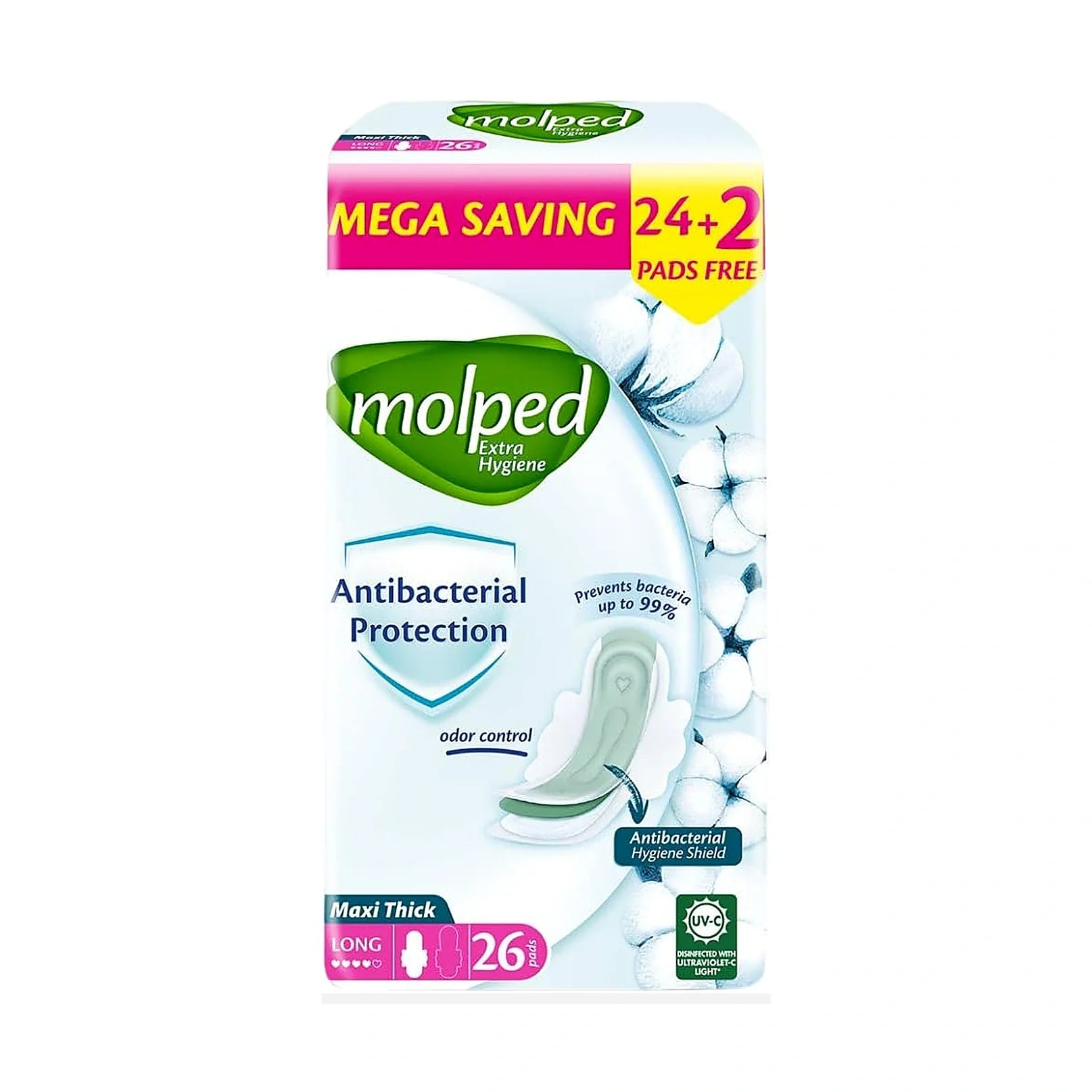 Molped antipactrial 26pads long maxi thick