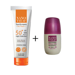 NANO TREAT DRY TOUCH SUNSCREEN CREAM - 50ML+ DEODORANT ROLL ON CANDY COTTON 50ML