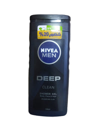 NIVEA MEN Deep Clean Shower Gel for Men BODY ,FACE & HAIR - 250 ml DISC 20%