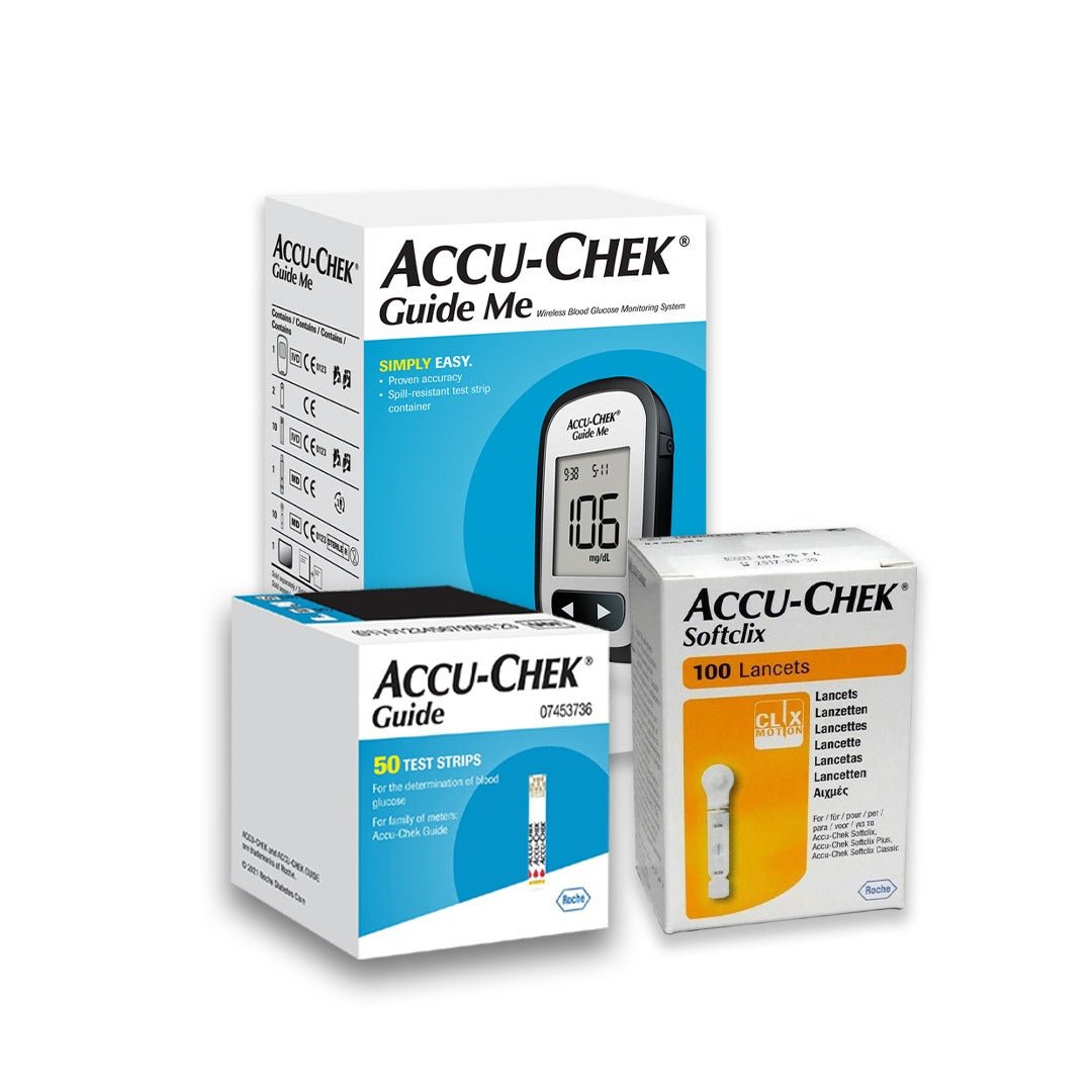 ACCU-CHEK GUIDE ME 100 LANCETS + جهاز + 50 شريط - Anwar Store