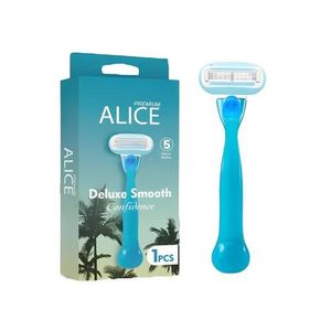 ALICE PREMIUM DELUXE SMOOTH CONFIDENCE 5 BLADES 1 PCS MINT GREEN - Anwar Store