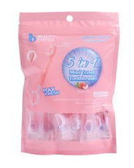 BEAUTY SYSTEM 5 IN 1 MINI TRAVEL TOOTH BRUSH PEACH - Anwar Store