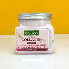BOUTIQUE PERFUMES SCRUB COLLAGEN WITH VITAMIN E FACE & BODY SCRUB 500ML - Anwar Store