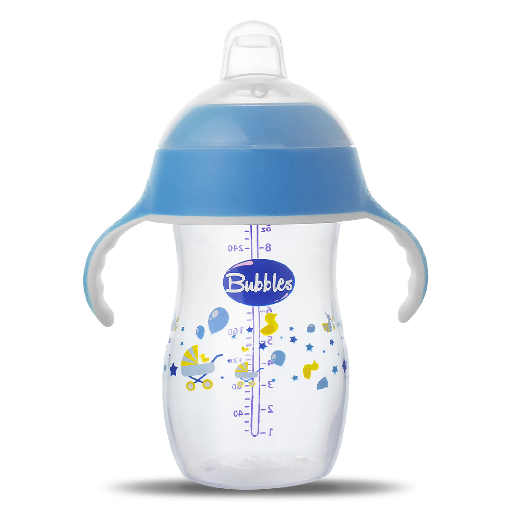 BUBBLES CUP 2 IN 1 FOR DRINKING AND FEEDING 280 ML – BLUE - Anwar Store