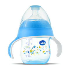 BUBBLES NATURAL FEEDING BOTTLE WITH HAND 150 ML – WHITE BLUE (3 month) - Anwar Store
