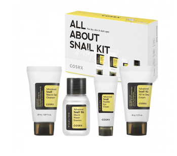 COSRX ALL ABOUT SNAIL KIT FOR DRY SKIN & DARK SPOT (cleanser 20ml+cream 20g+eye cream 5ml+serum 30ml) - Anwar Store