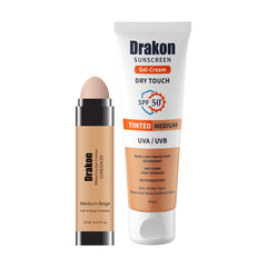 Drakon Whitening Eye Contour Concealer+Tinted Sunscreen Foundation SPF50+ (Medium Shades)