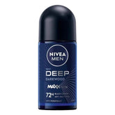 NIVEA MEN ROLL ON DEODORANT DEEP BLACK CARBON DARK WOOD SCENT, 50ML