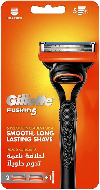 GILLETTE FUSION5 MANUAL RAZOR HANDLE WITH 2 RAZOR BLADE REFILLS, FOR A SMOOTH, LONG LASTING SHAVE - Anwar Store