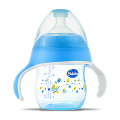 BUBBLES NATURAL FEEDING BOTTLE WITH HAND 150 ML – WHITE BLUE (3 month)