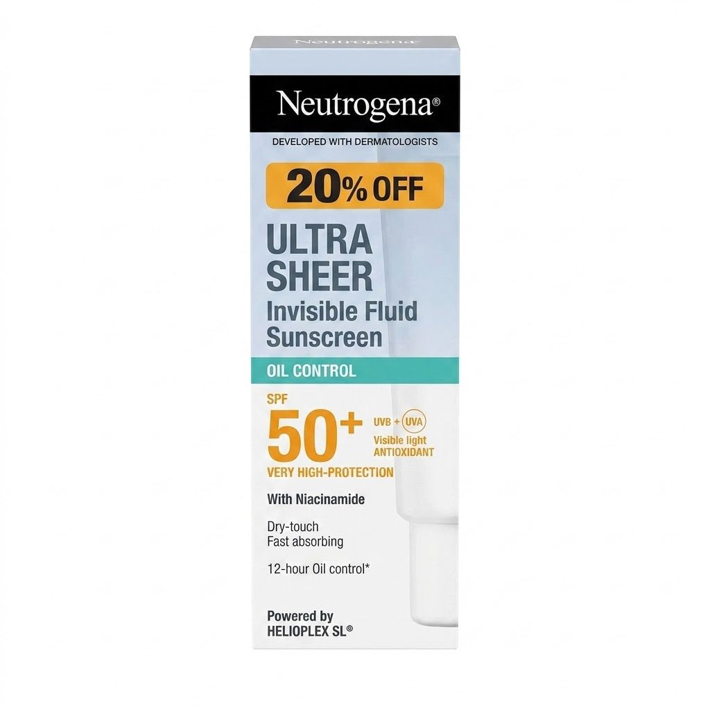 NEUTROGENA ULTRA SHEER INVISIBLE FLUID SUNSCREEN OIL CONTROL SPF50+ DRY-TOUCH 50ML 20% OFF - Anwar Store