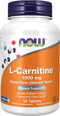 NOW L-Carnitine 1000MG 50 TABLETS - Anwar Store