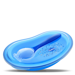 BUBBLES BABY PLATE – WHITE BLUE