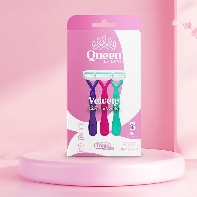 Queen by Lord Velvety Pack 3 Blades Disposable Razors – Pack Of 3 - Anwar Store