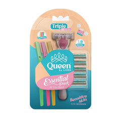 QUEEN ESSENTIALS PACK AND 3 EYEBROW RAZORS WITH 9 REFILLS COVERED AND A FULL MOISTURIZER STRIP Q0133P - Anwar Store