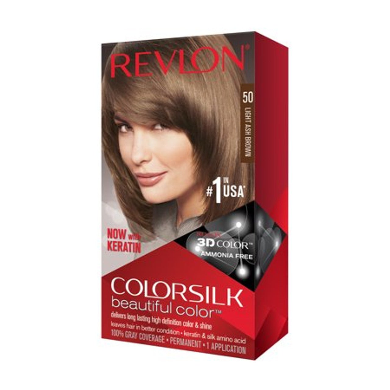 REVLON 50 LIGHT ASH BROWN COLORSILK WITH KERATIN 3D COLOR - Anwar Store