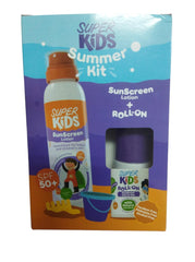 SUPER KIDS SUMMER KIT SUNSCREEN LOTION 200ML+ ROLL ON FRAGRANCE FREE 30ML - Anwar Store