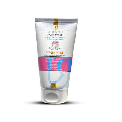 U-RICHI FACE WASH OILY AND COMBINATION AND SENSITIVE SKIN 150ML - Anwar Store