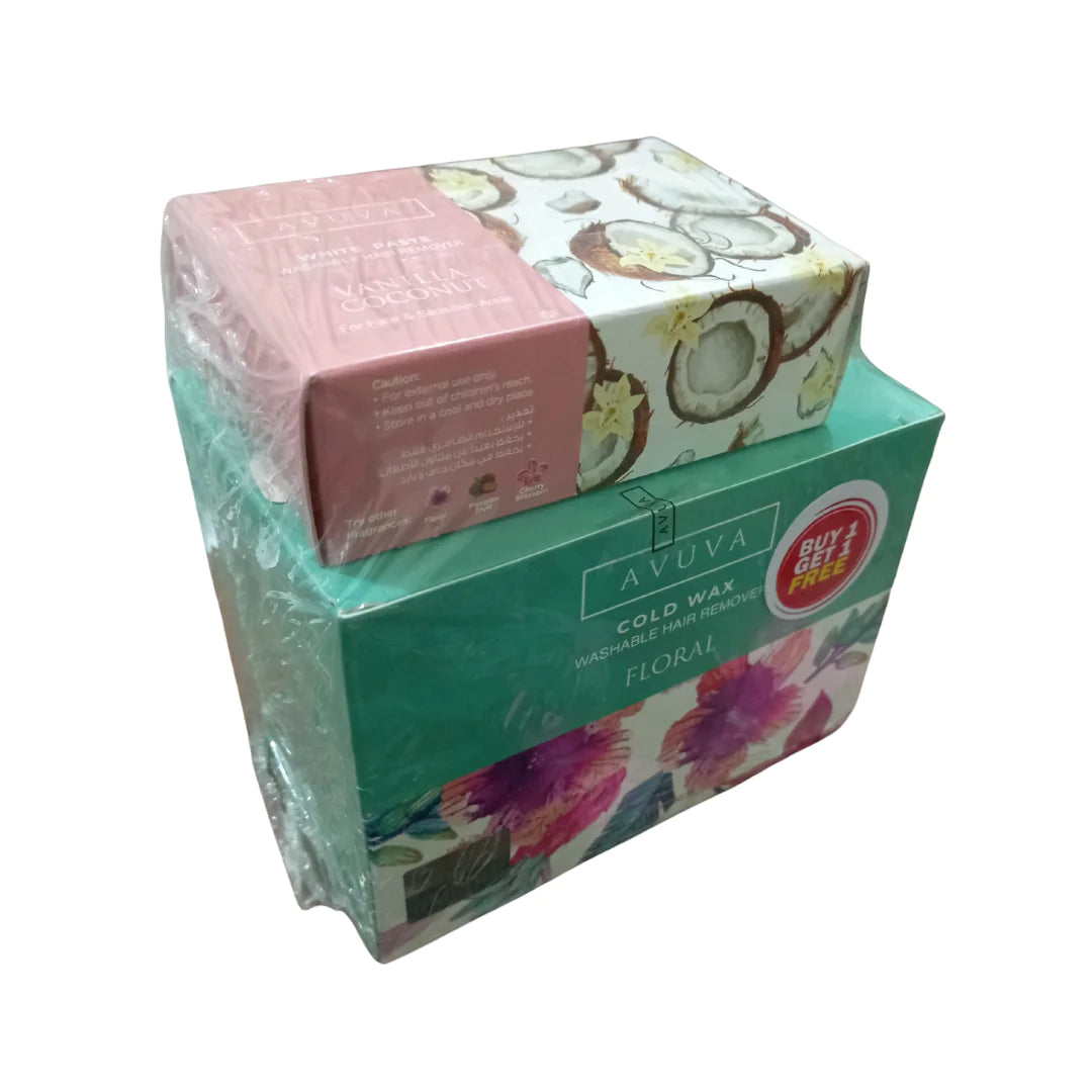 AVUVA COLD WAX FLORAL 228GM + WHITE PASTE VANILLA COCONUT FREE Anwar Store