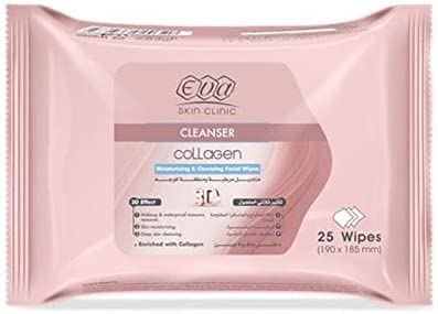 Eva Collagen makeup remover wipes - 25 Pieces Anwar Store