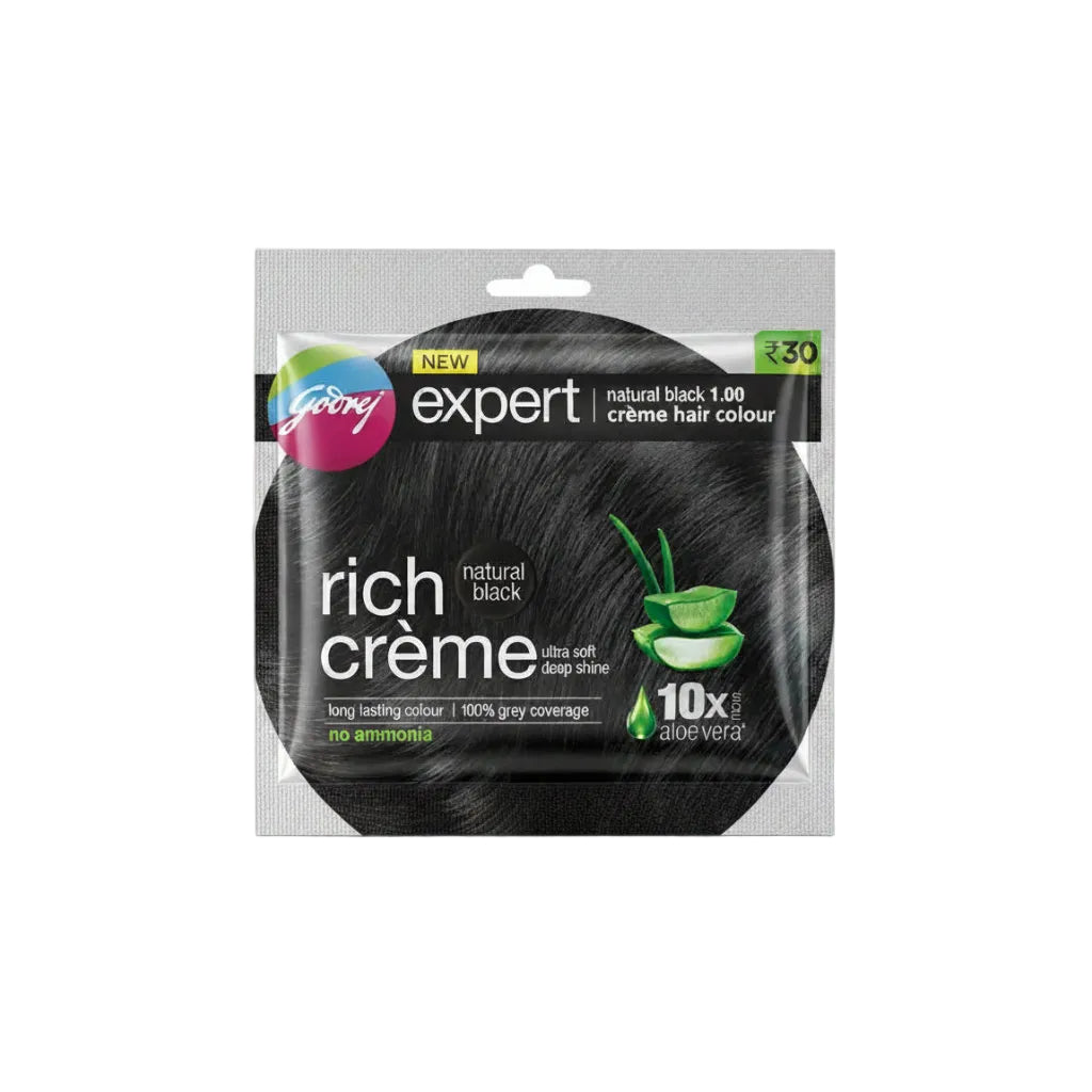 Godrej Expert Rich Creme Hair Colour - Natural Black 20g and 20ml Anwar Store
