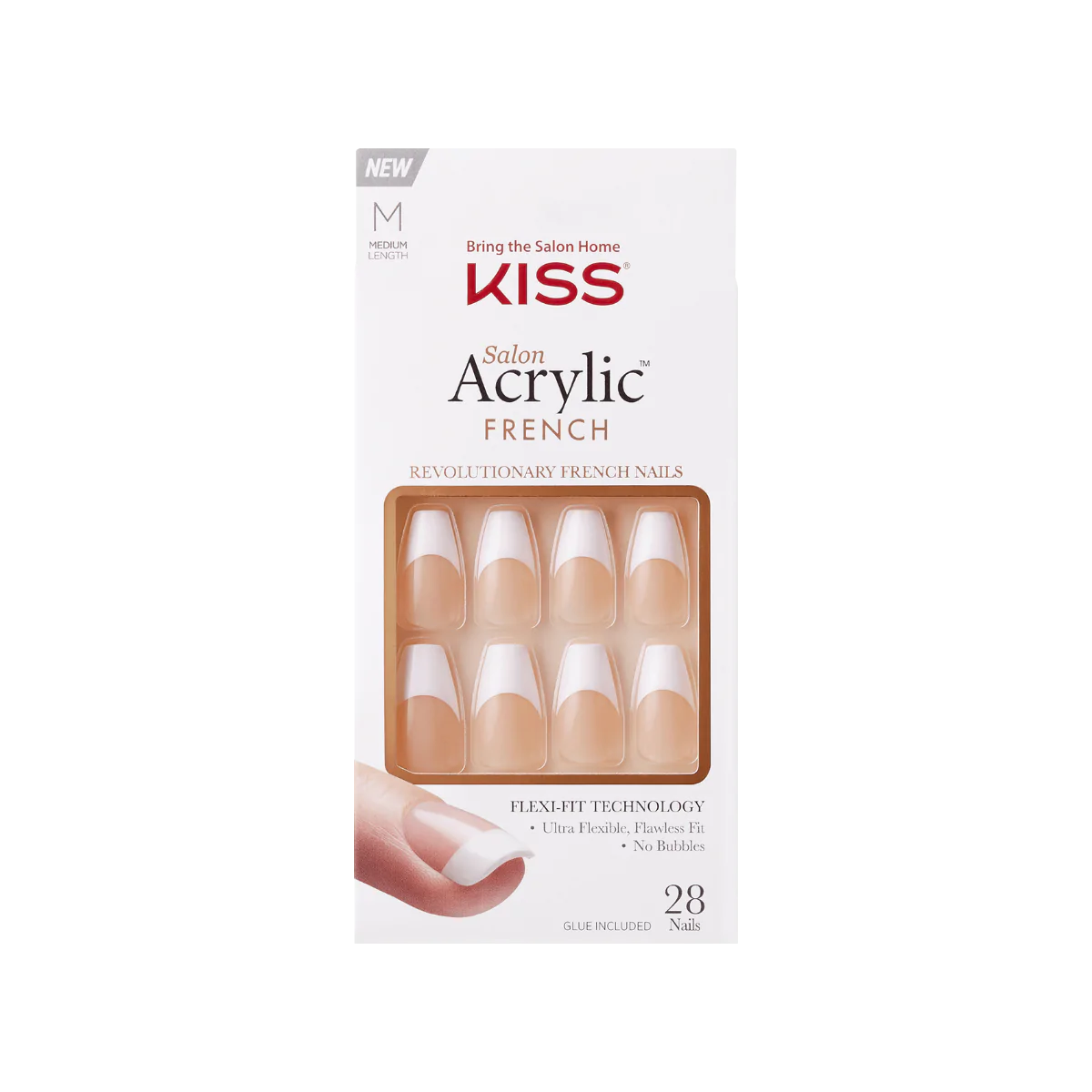 KISS Salon Acrylic French Je T'aime KSA16 28 Nails Anwar Store