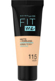 MAYBELLINE FIT ME MATTE+PROELESS FOUNDATION 115 ivory 30ml Anwar Store