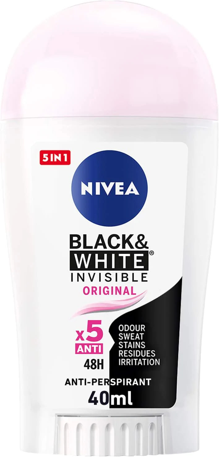 NIVEA Black & White Invisible Original, Antiperspirant for Women, Stick 40ml Anwar Store