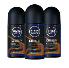 NIVEA MEN DEEP Black Carbon Espresso, Antiperspirant for Men, Antibacterial, Roll-on 50ml Anwar Store