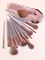 SHEGLAM 1pc Makeup Sponge & 13pcs Makeup Brush Set With Storage Bag Anwar Store