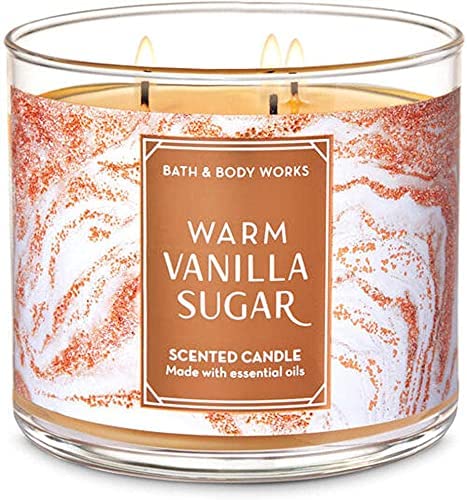 White Barn Candle Company Bath and Body Works 3-Wick Scented Candle w/Essential Oils - 14.5 oz - Warm Vanilla Sugar (Vanilla, White Orchid, Sparkling Sugar, Fresh Jasmine, Creamy Sandalwood) Anwar Store