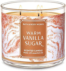 White Barn Candle Company Bath and Body Works 3-Wick Scented Candle w/Essential Oils - 14.5 oz - Warm Vanilla Sugar (Vanilla, White Orchid, Sparkling Sugar, Fresh Jasmine, Creamy Sandalwood) Anwar Store