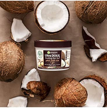 Garnier Ultra Doux Smoothing Coconut 3-in-1 Hair Food For Frizzy Hair MASK 390ml - Anwar Store