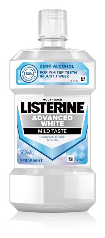 LISTERINE ADVANCED WHITE MILDER TASTE 500ML - Anwar Store