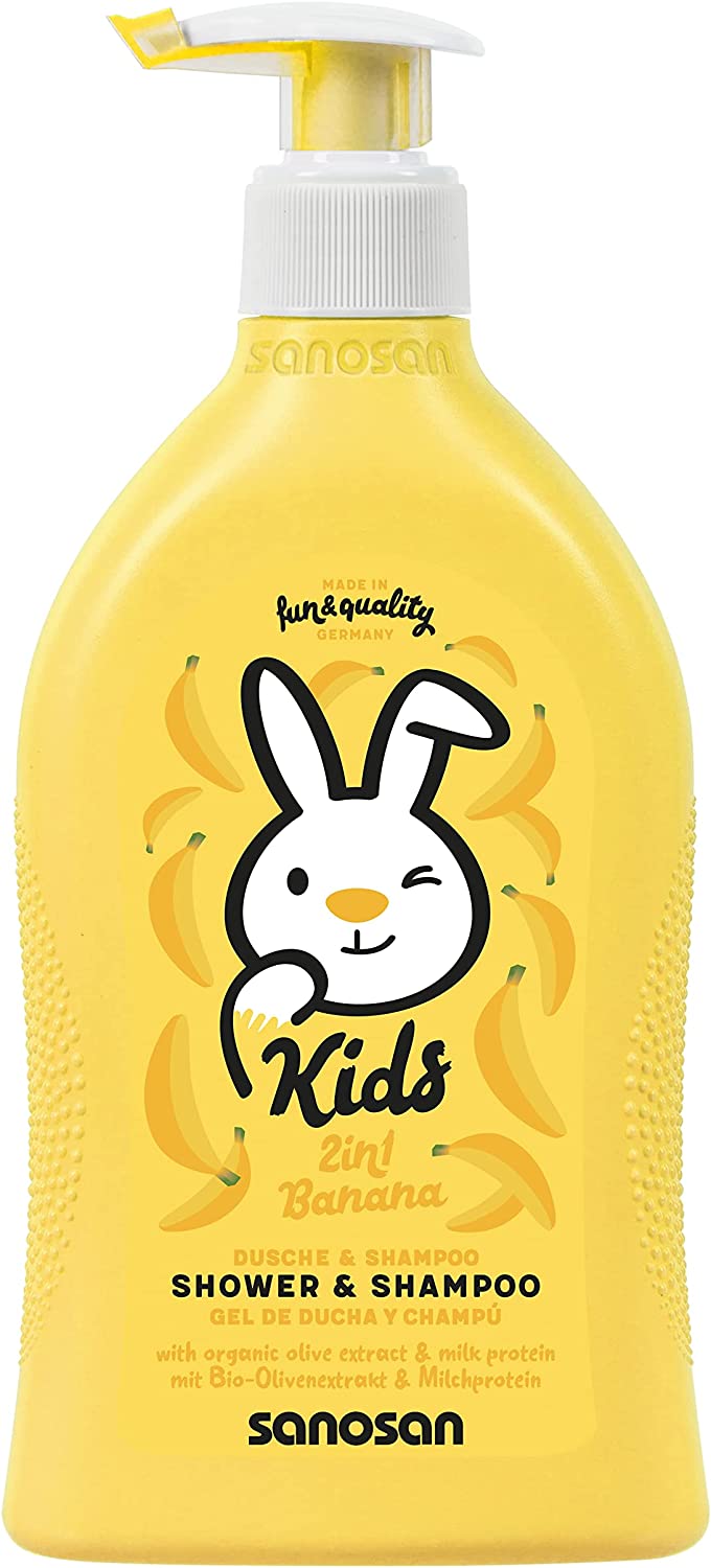 Sanosan Kids Shampoo and Shower Gel with Banana Scent, 400 ml - Anwar Store