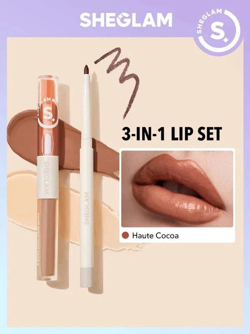 SHEGLAM Soft 90’s Glam Lip liner and Lip Duo Set-Haute Cocoa Lip Set - Anwar Store