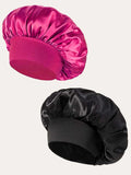 SHEIN SATIN BONNET (BLACK+PINK) 2PCS