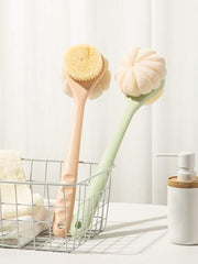 2 IN 1 BATH BODY BRUSH WITH SOFT LOOFAH AND BRISTLES BACK SCRUBBER WITH LONG HANDLED SHOWER BRUSH