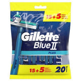 Gillette Blue II Plus Disposable Razor For Men 15+5 Pieces
