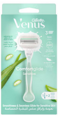 GILLETTE VENUS COMFORTGLIDE SENSITIVE WITH GEL BARS WOMEN RAZOR BLADE REFILLS 3 PCS