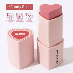 HECI BEAUTY 3-IN-1 HEART-SHAPED CREAM BLUSHER CANDY ROSE 7G