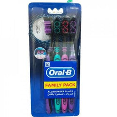 Oral-B Black Round Medium Toothbrush 4 Pieces