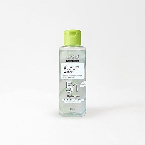 LEAVES NATURAL MAKEUP WHITENING MICELLAR WATER 5*1 FOR DRY&SENSITIVE SKIN 200ML